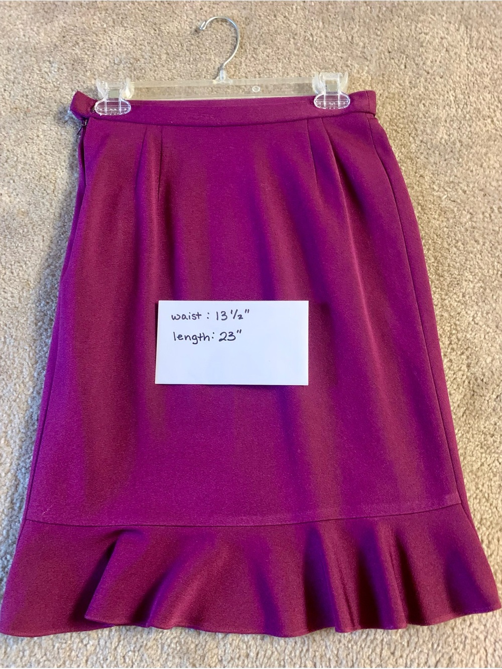 Flattering Purple Pencil Skirt with Ruffle Hem